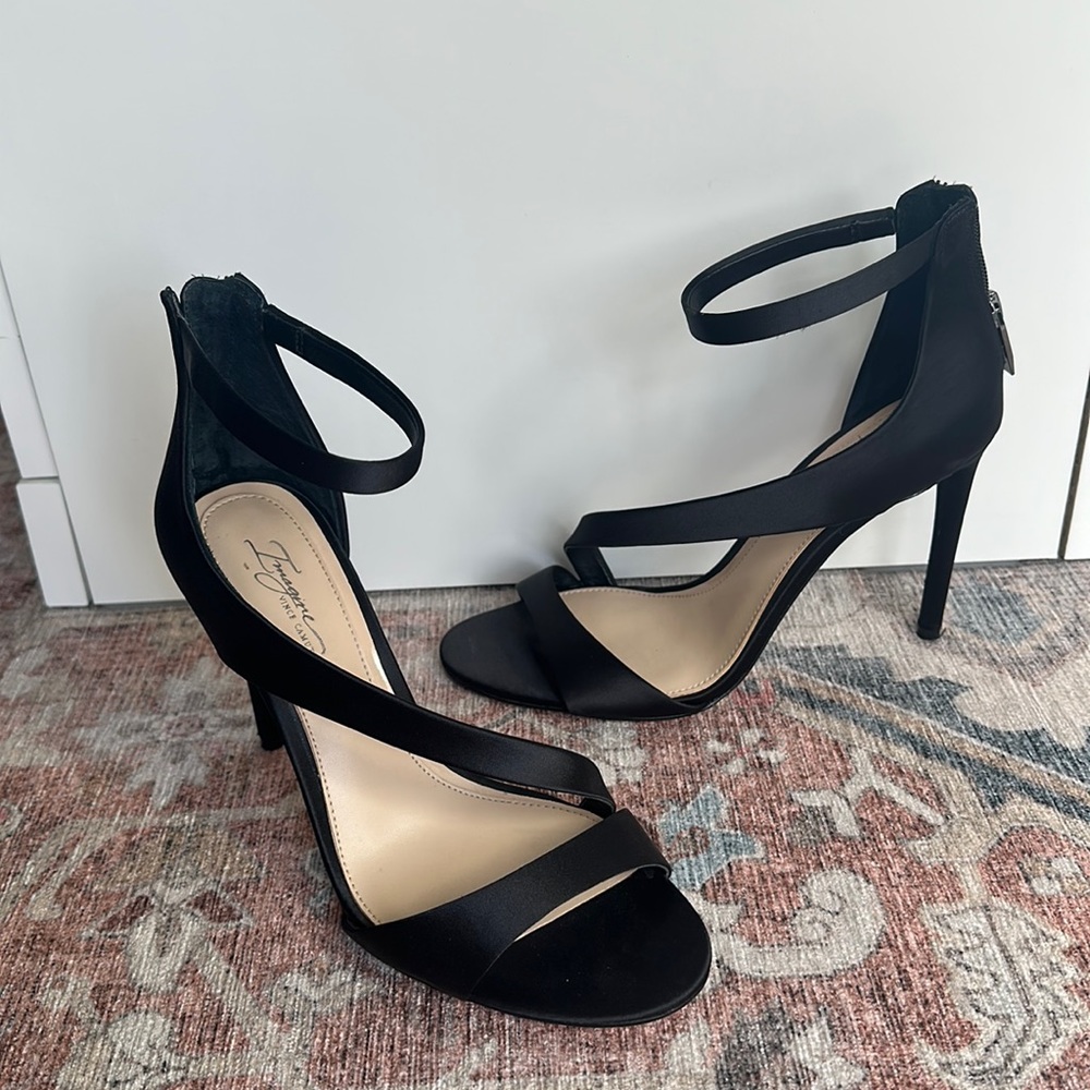 Vince Camuto Rita Pump Black Satin Formal Heels